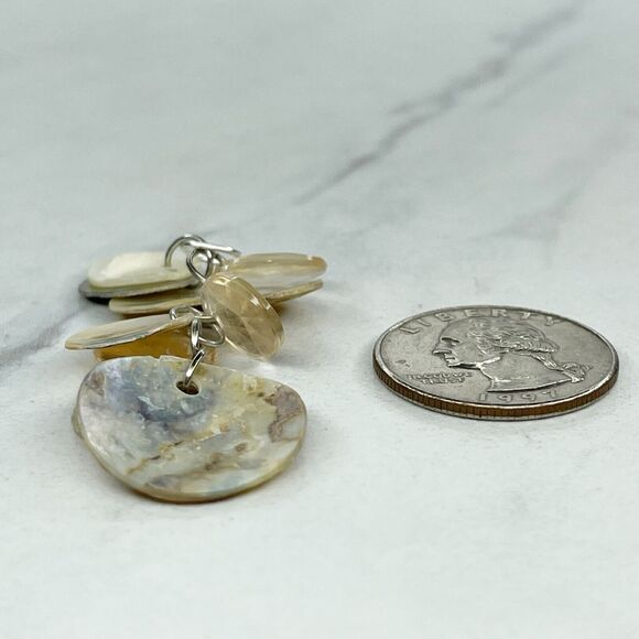 Silver Tone Shell Cluster Dangle Upcycled Pendant - Picture 3 of 5